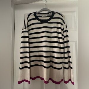 Marled Black and White Striped Sweater